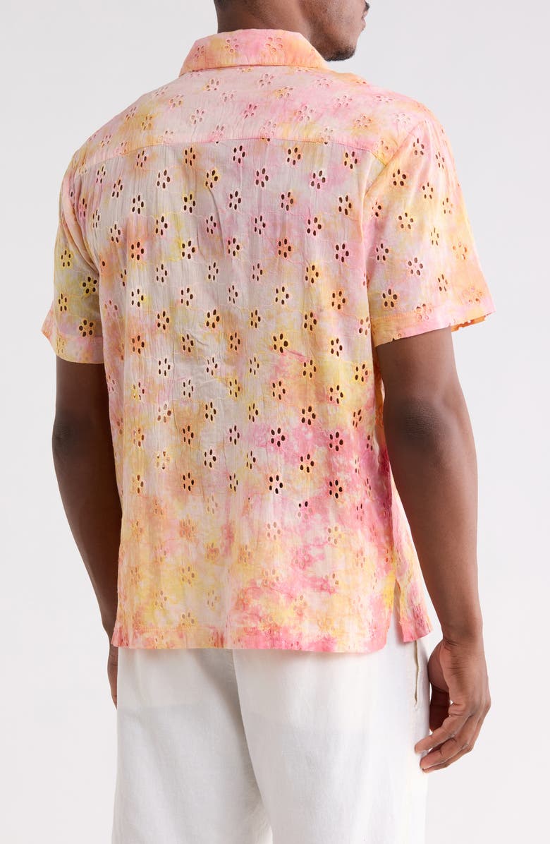 Raga Man Sunrise Floral Eyelet Short Sleeve Button-Up Shirt, Alternate, color,