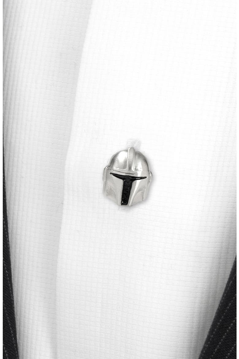 3D Mandalorian Helmet Shirt Studs, Alternate, color, SILVER