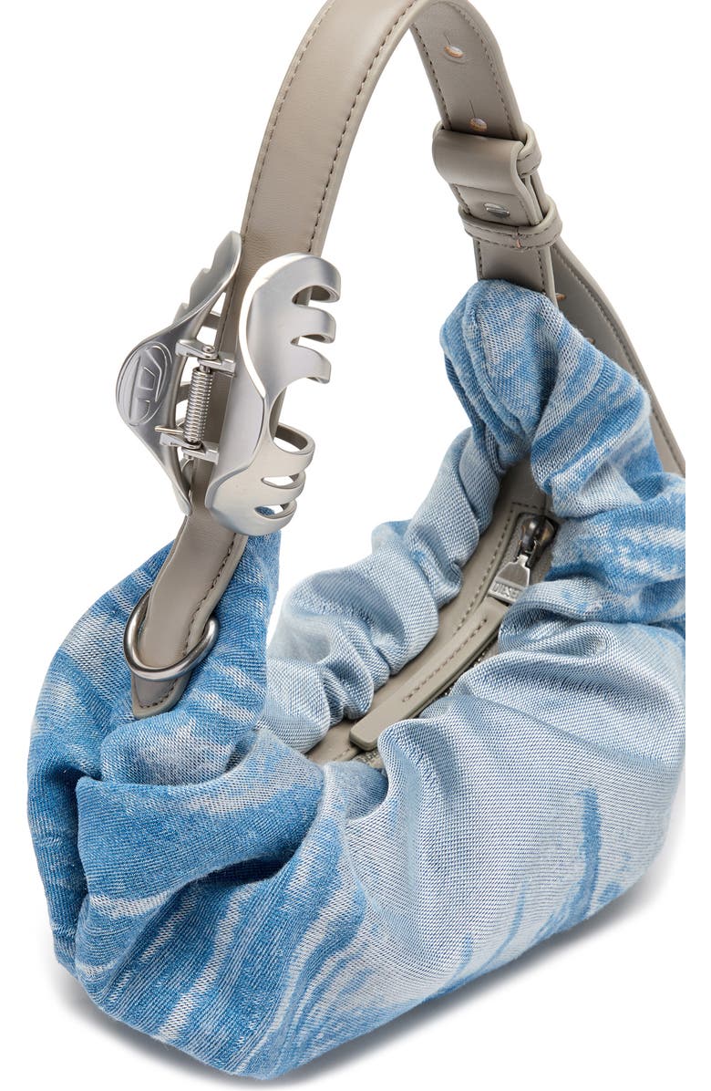 DIESEL<sup>®</sup> Grab-D-Small Scrunched Satin Denim Hobo Bag, Alternate, color, Blue