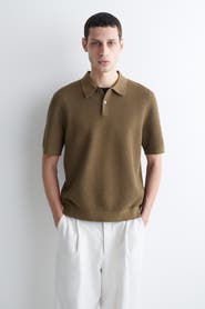 COS Waffle-Knit Cotton Polo Shirt
