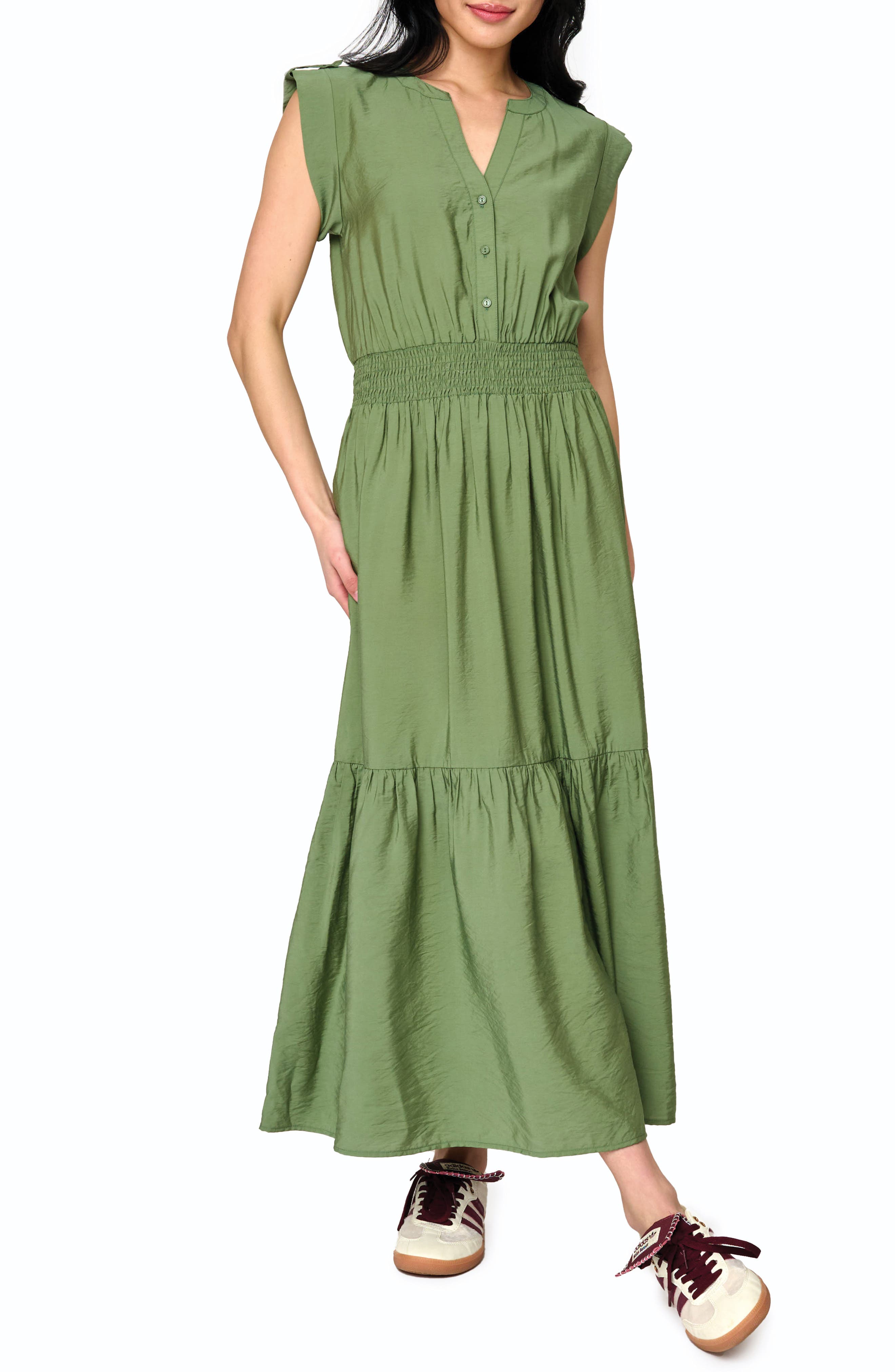 GIBSONLOOK Bohemian Smock Waist Maxi Dress
