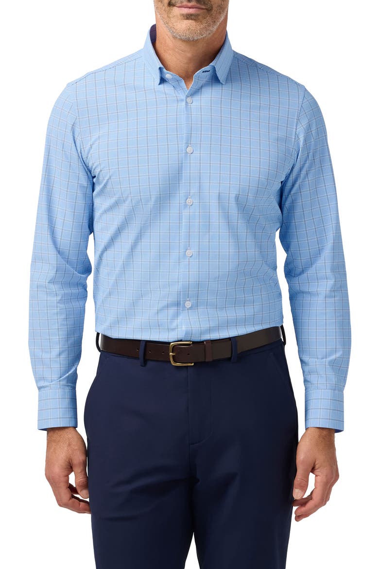 Leeward Trim Fit Skyline Hampton Plaid Button-Up Shirt, Main, color, SKYLINE BLUE HAMPTON PLAID
