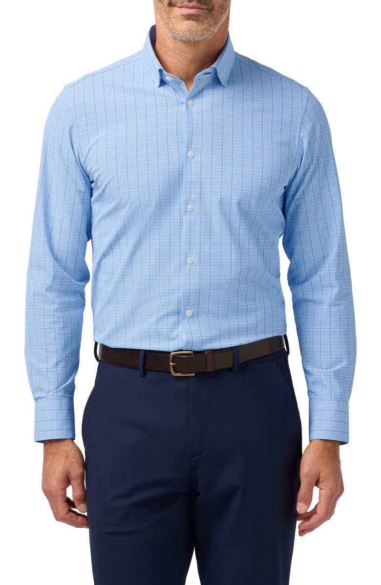 Mizzen+Main Leeward Trim Fit Skyline Hampton Plaid Button-Up Shirt, Main, color, Skyline Blue Hampton Plaid