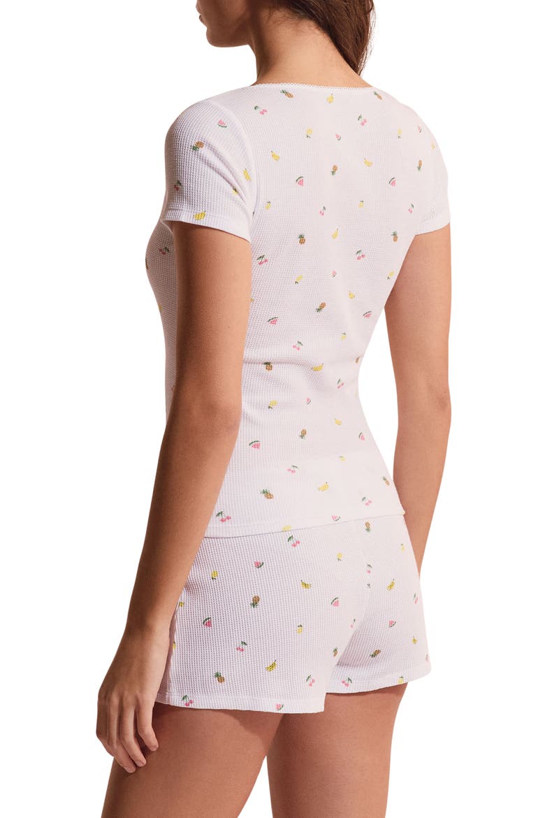 Rives Fruit Print Waffle Knit Cotton Pajama Top, Alternate, color, WHITE