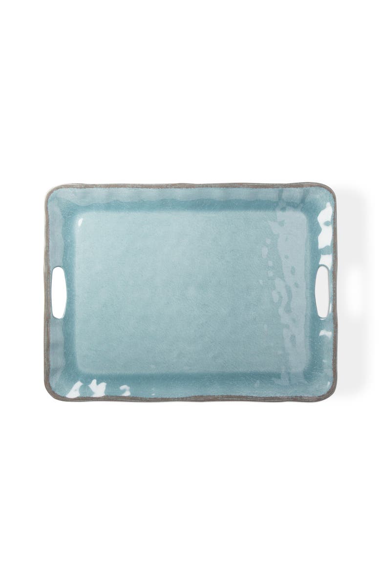 tag Veranda Aqua Melamine Serving Tray Dishwasher Safe Spring, Main, color, Blue