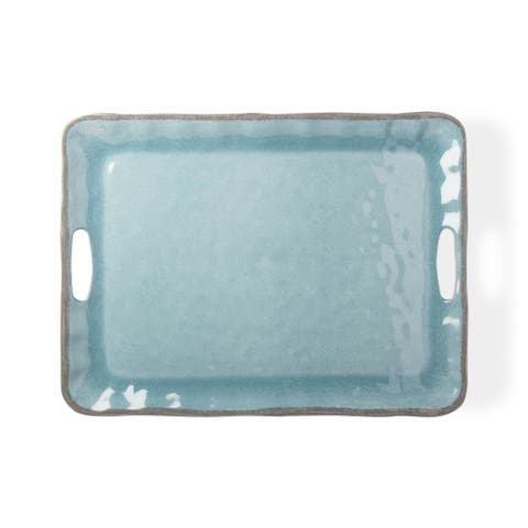 Veranda Aqua Melamine Serving Tray Dishwasher Safe Spring