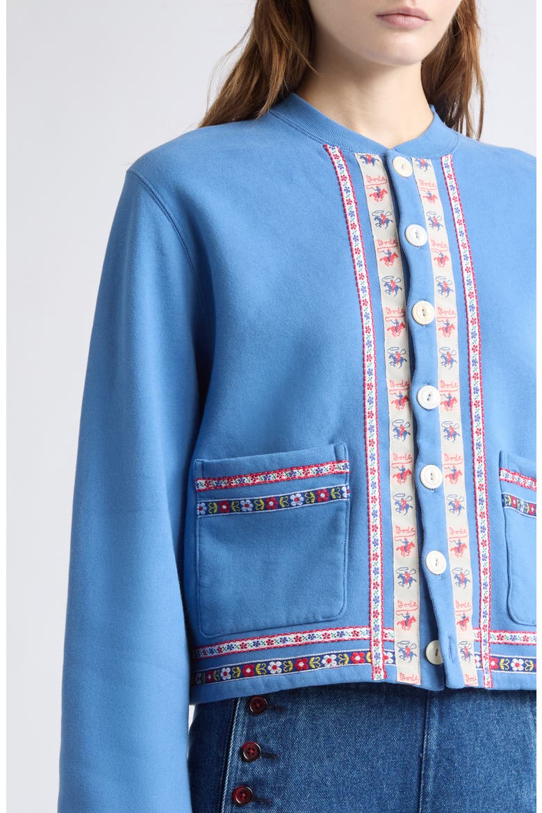 Ribbon Cotton Cardigan, Alternate, color, BLUE