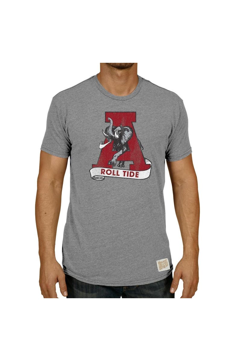 Retro Brand Men's Original Retro Brand Heathered Gray Alabama Crimson Tide Vintage 1974-2000 Logo Tri-Blend T-Shirt, Main, color, 