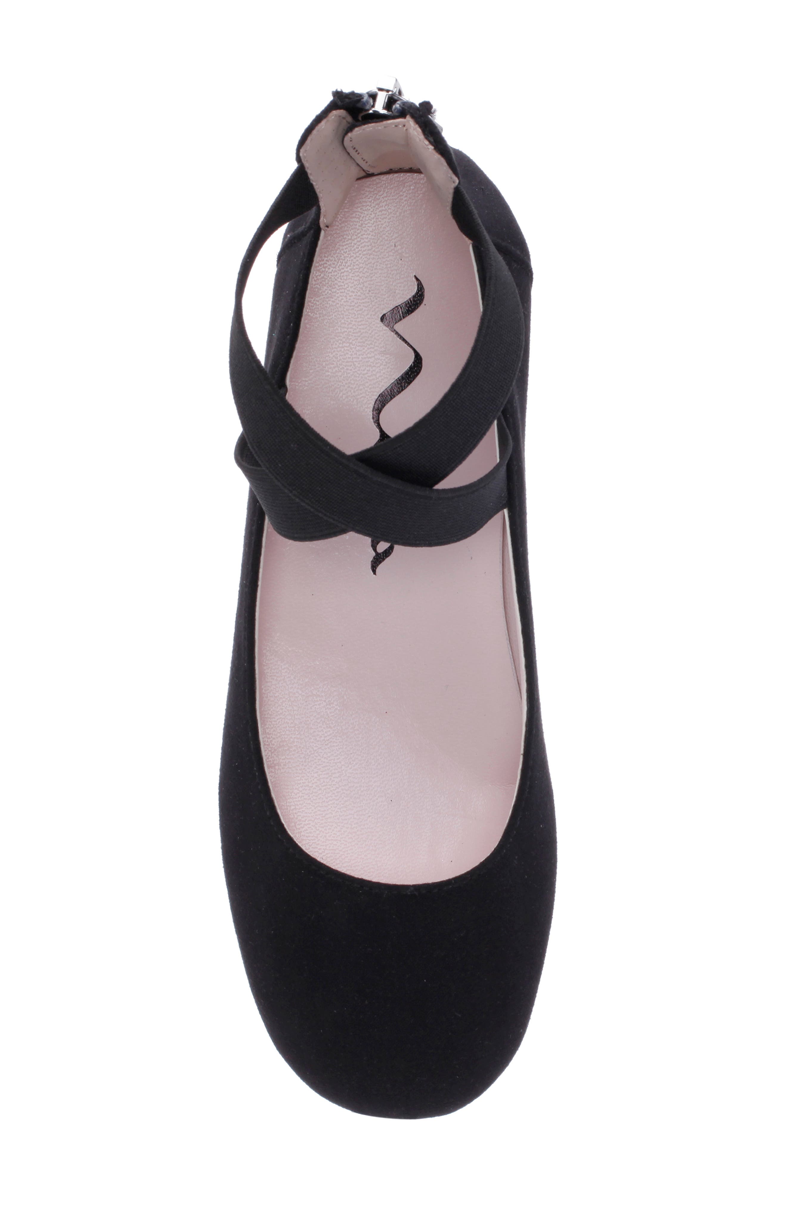 Nina Marissa Cross Strap Flat, Alternate, color, Black Microsuede