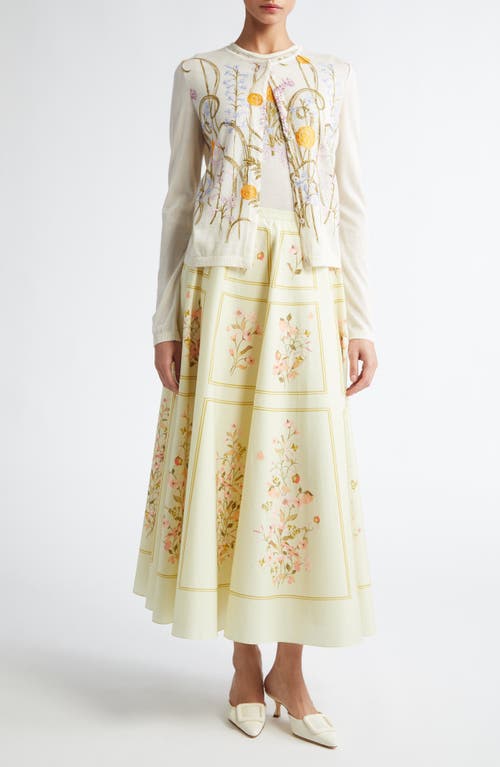 Giambattista Valli Floral Embroidered Cashmere & Silk Cardigan In Ivory