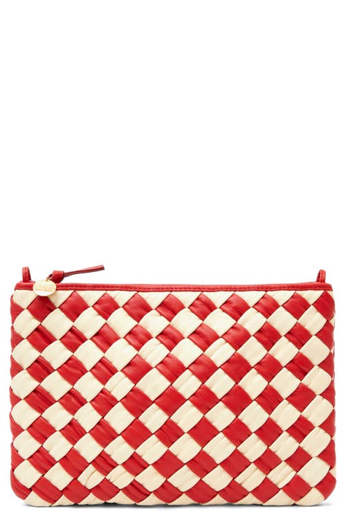 Shop Clare V . Woven Leather Flat Clutch In Red Multi