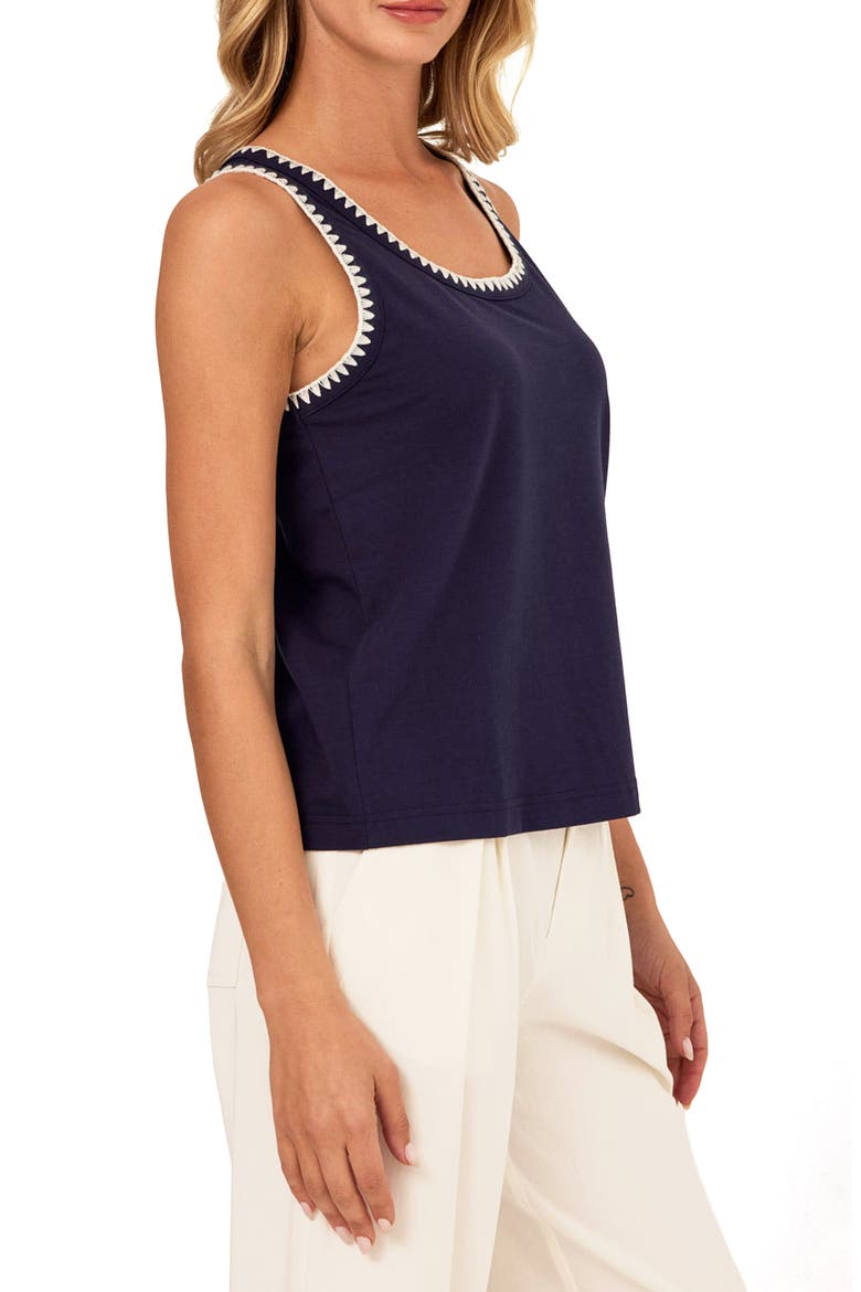 Genevieve Contrast Trim Tank, Alternate, color, STARGAZER