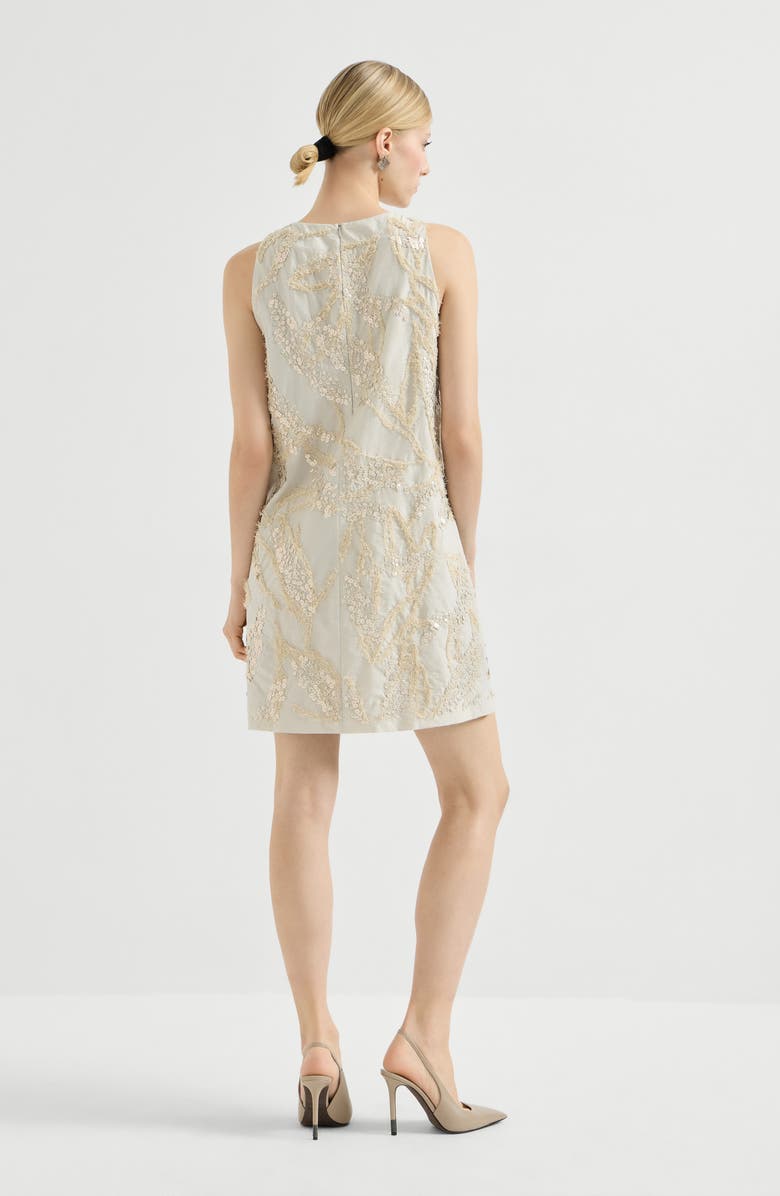 Brunello Cucinelli Mini dress with dazzling embroidery, Alternate, color, Beige