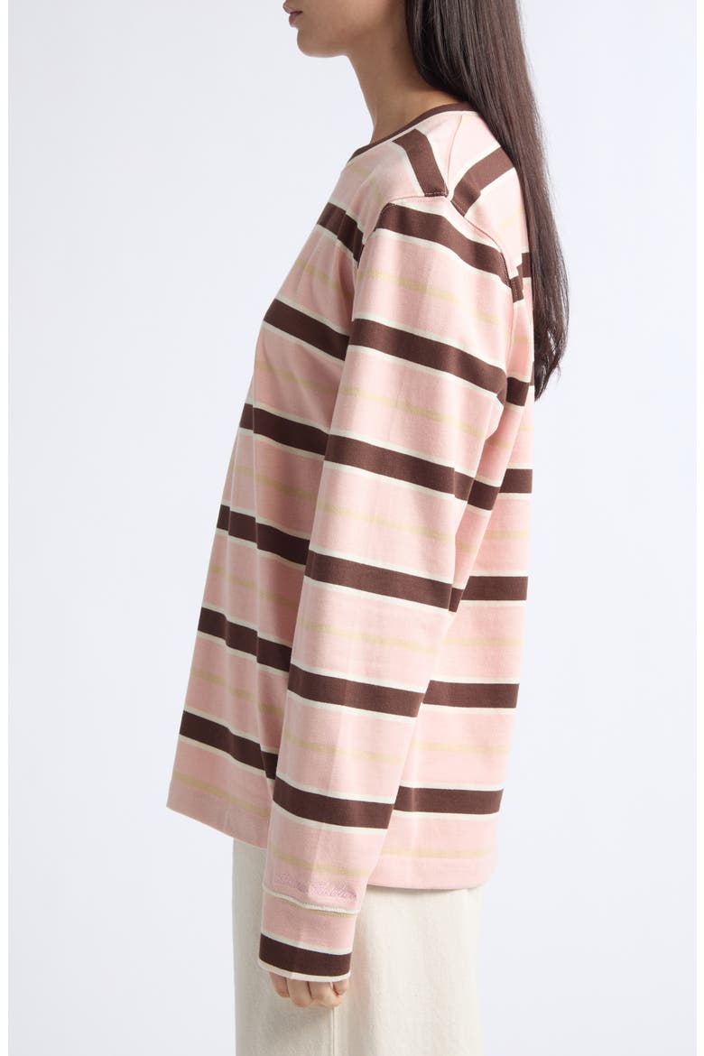 Flynn Stripe Long Sleeve Cotton T-Shirt, Alternate, color, PINK
