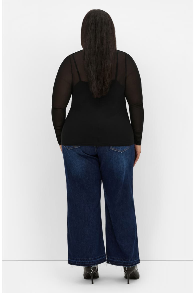 Lauryn Sheer Stretch Mesh Top, Alternate, color, BLACK