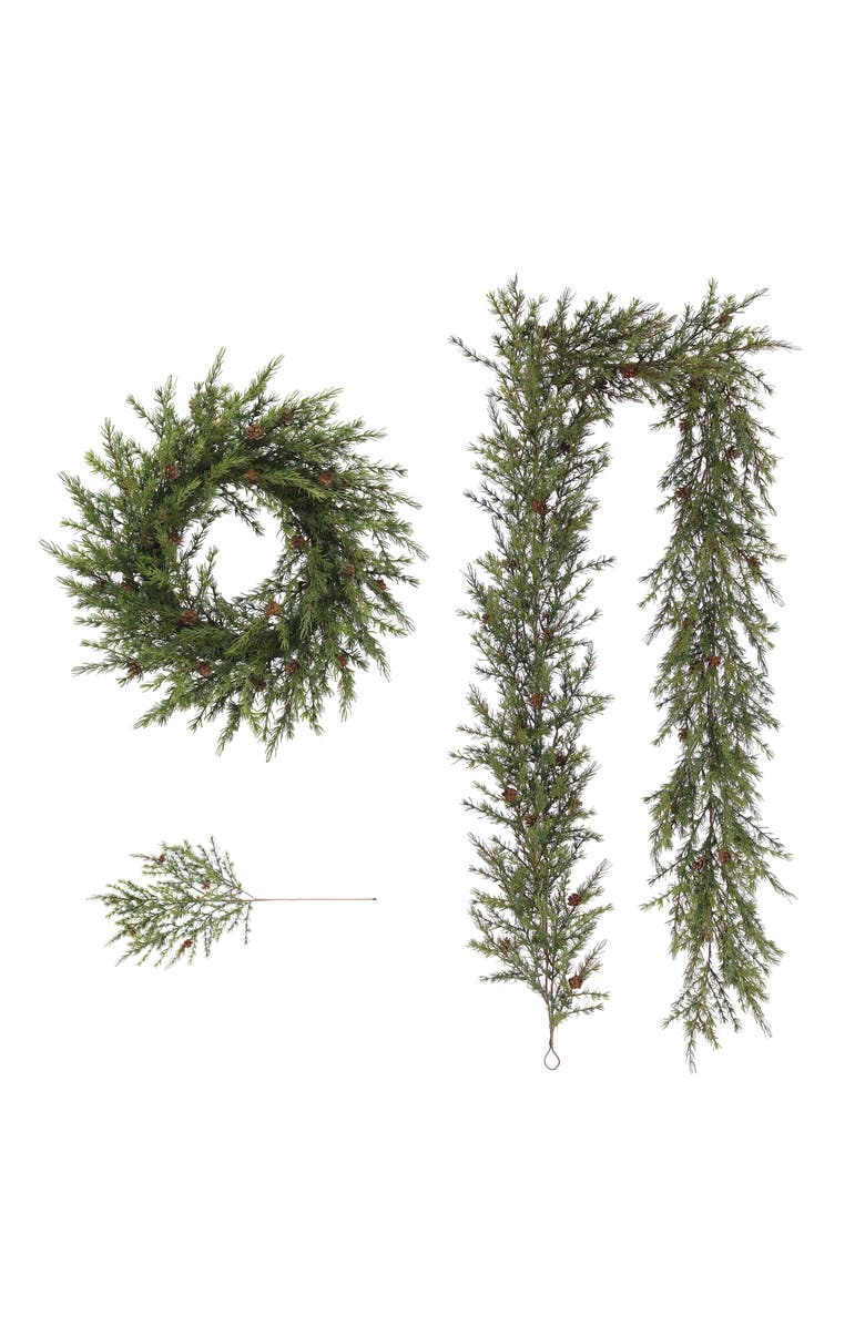 CG Hunter 9' Artificial Pine Garland with Pinecones, Main, color, Green