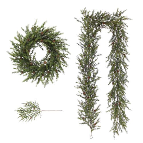 Cg Hunter 9' Artificial Pine Garland With Pinecones In Green