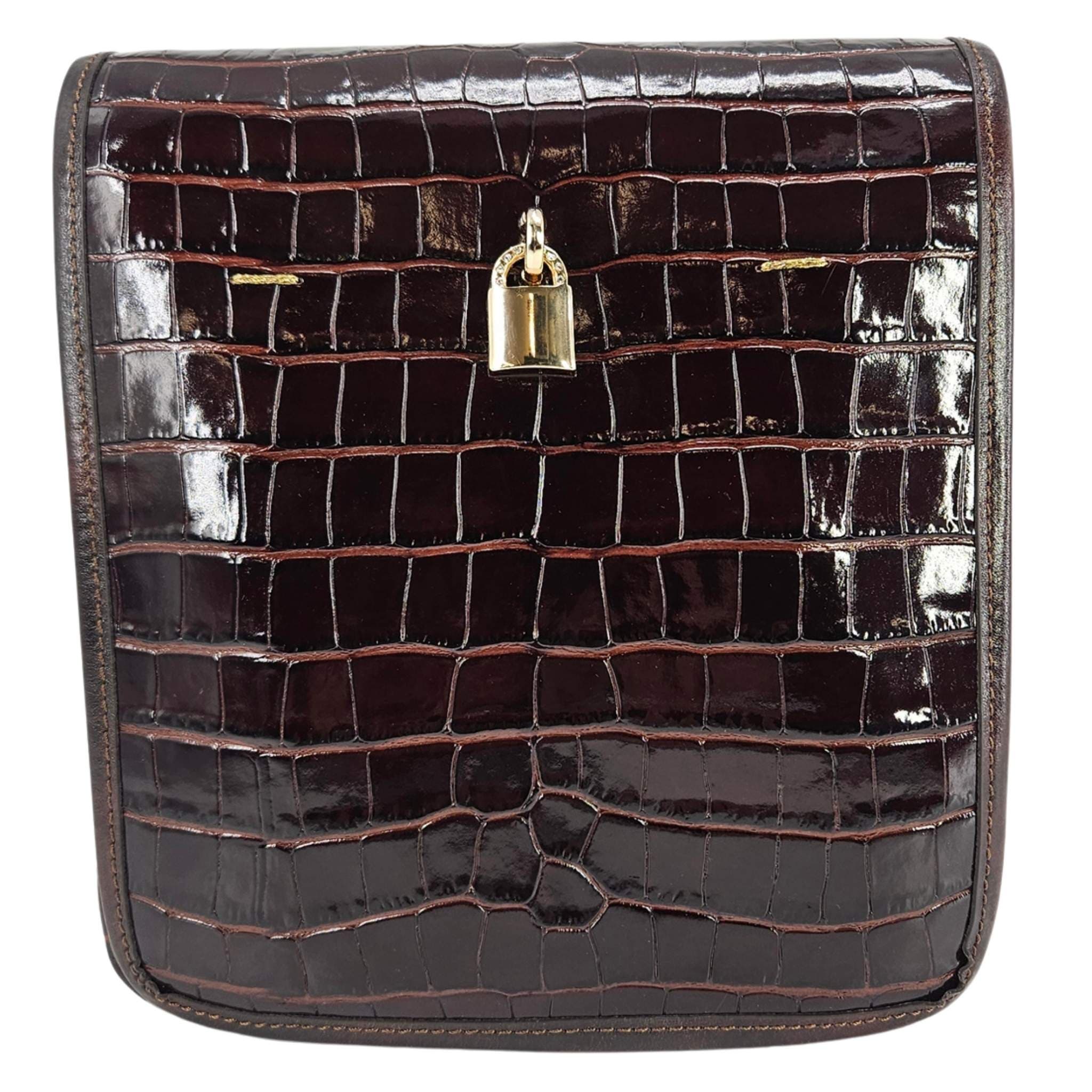 Madison Maison Moc Croc Crossbody Bag, Main, color, Chocolate