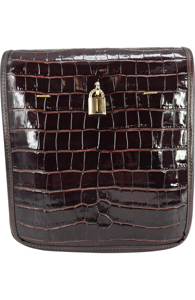 Madison Maison Moc Croc Crossbody Bag, Main, color, Chocolate
