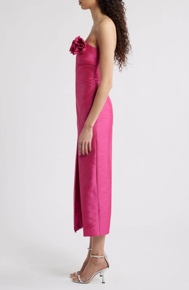 LIKELY Gwen Rosette Strapless Midi Dress, Alternate, color, Fuchsia