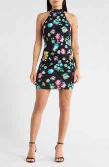 Desigual Floral Halter Neck Ribbed Minidress