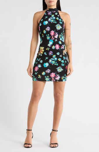 Desigual Floral Halter Neck Ribbed Minidress
