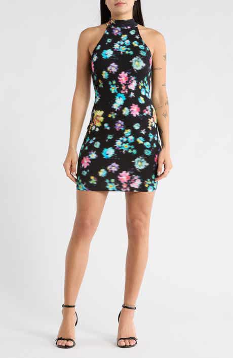 Desigual Floral Halter Neck Ribbed Minidress