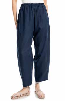 MAX STUDIO Crop Linen Blend Barrel Leg Pants