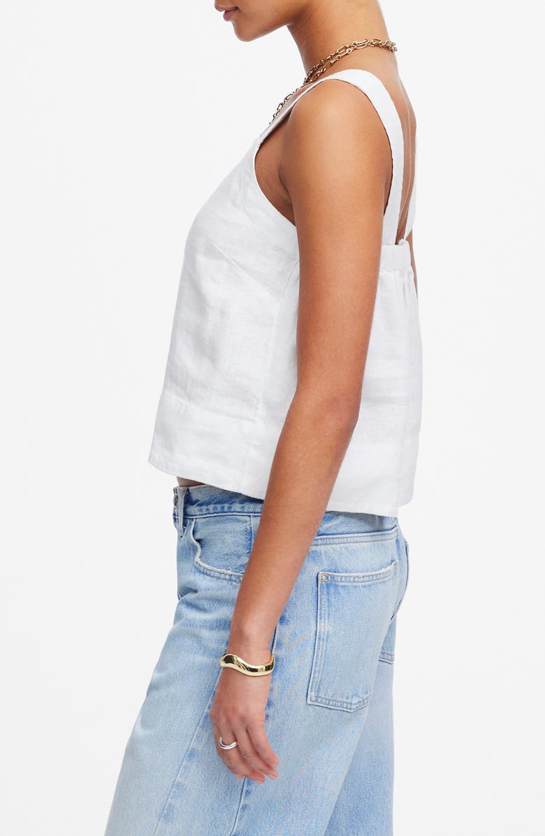 Madewell Contrast Stitch Square Neck Linen Tank, Alternate, color, 