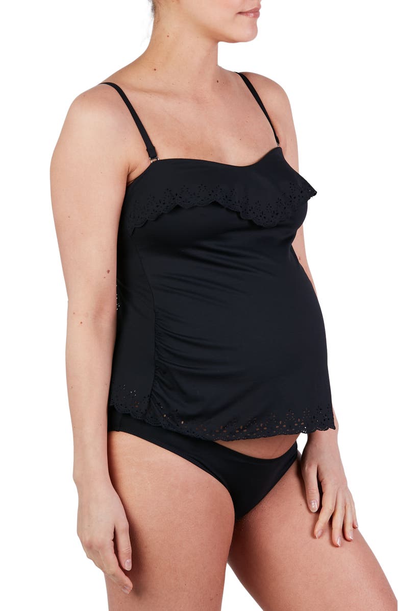Cache Coeur Maternity tankini bloom, Main, color, Black