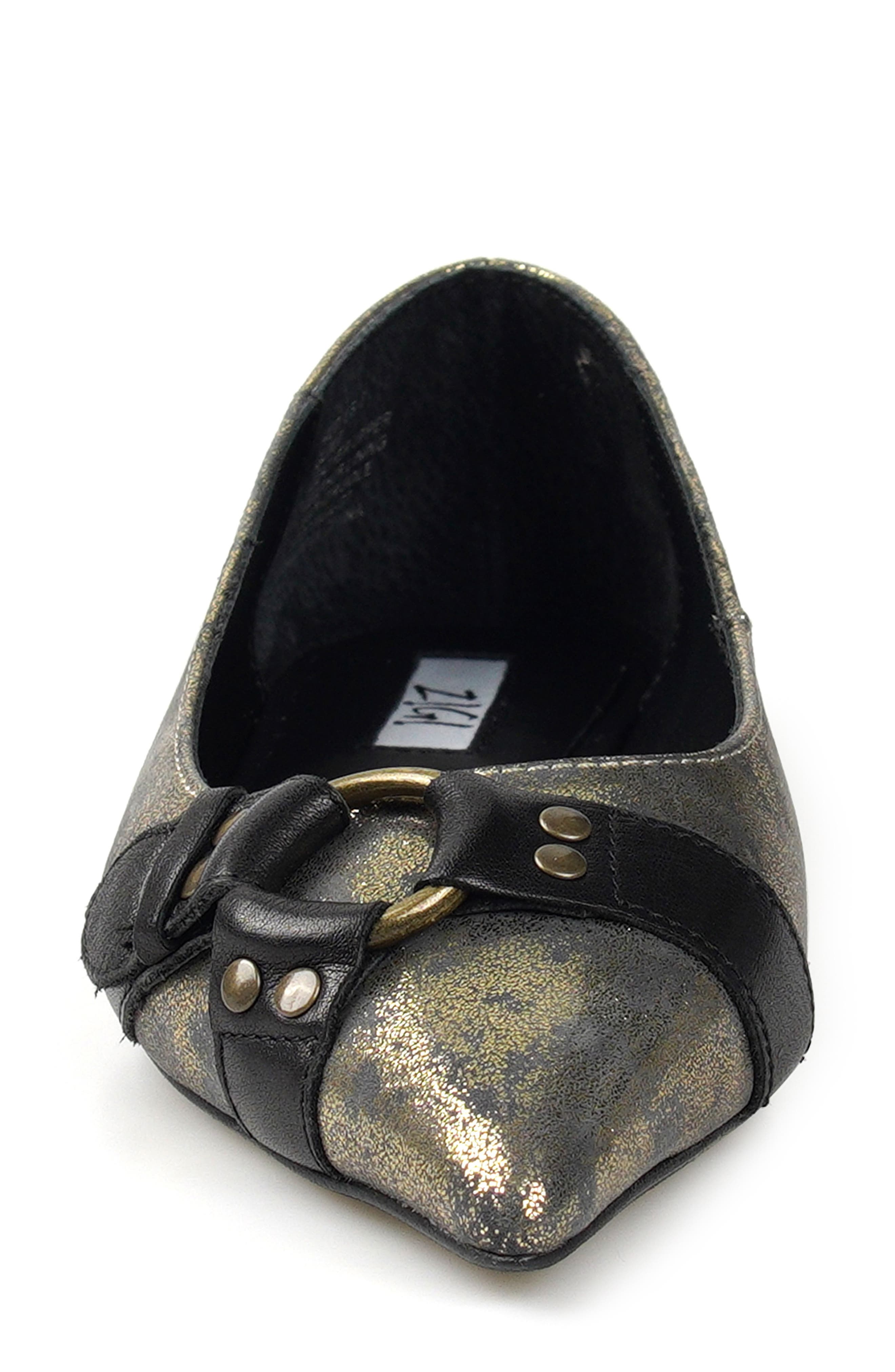 ZIGI Hilo Pointed Toe Flat, Alternate, color, Gold Leather