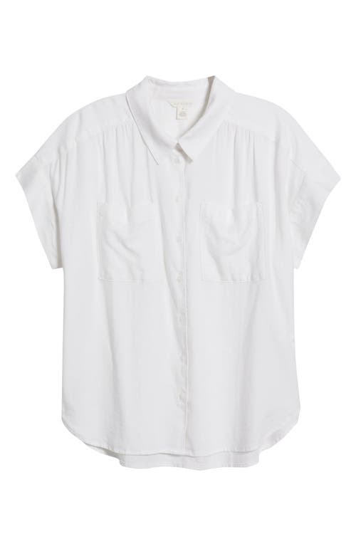 Caslonr Caslon(r) Linen Blend Short Sleeve Button-up Shirt In White