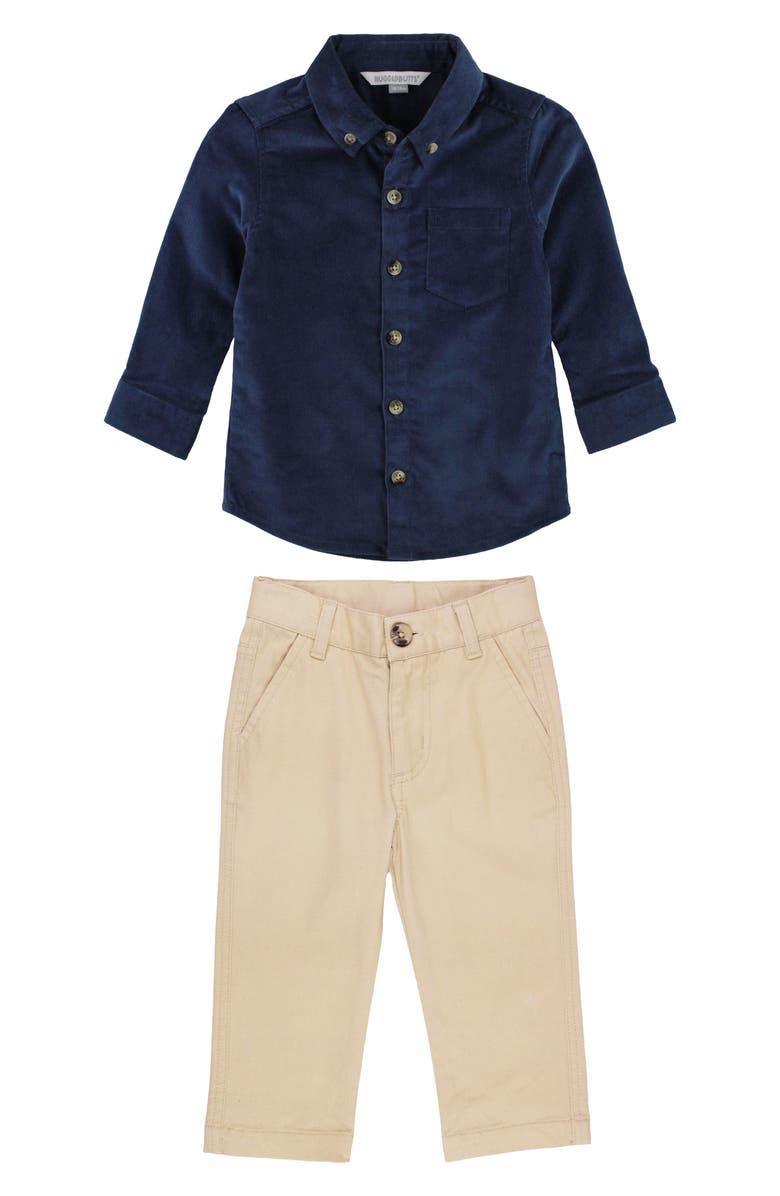 RuggedButts Kids' Corduroy Button-Down Shirt & Chino Pants, Main, color, Navy