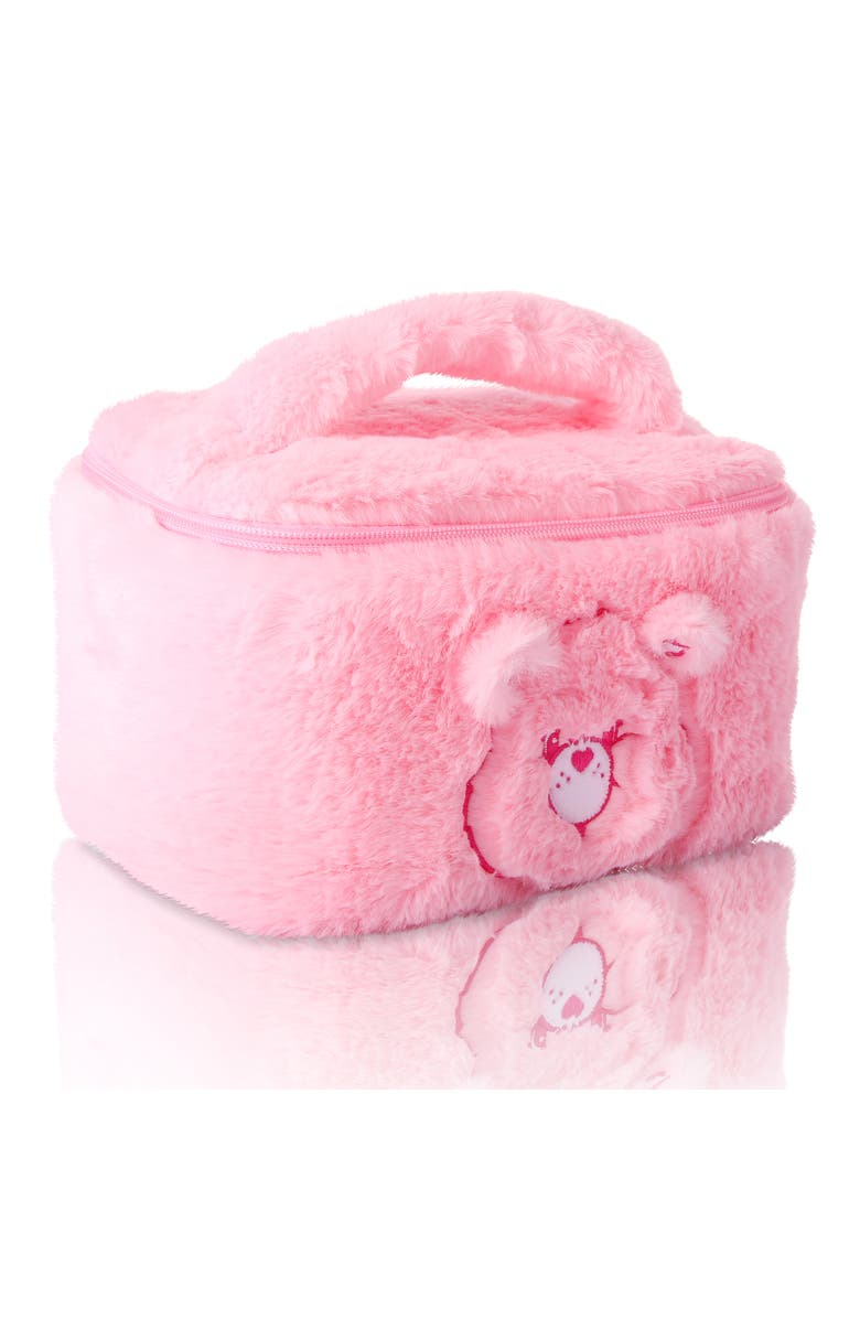 Care Bears Fluffy Plush Pink Cheer Bear Make Up Bag, Alternate, color, Pink