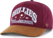 '47 Men's '47 Burgundy/Brown Philadelphia Phillies Cooperstown Break Wood Suede Hitch Adjustable Hat