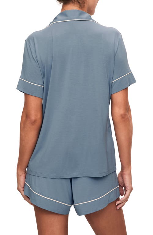 Eberjey Gisele Relaxed Jersey Knit Short Pajamas In Faded Denim/ivory