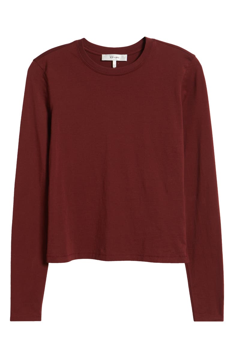 FRAME Cotton Crewneck Top, Alternate, color, Syrah Red