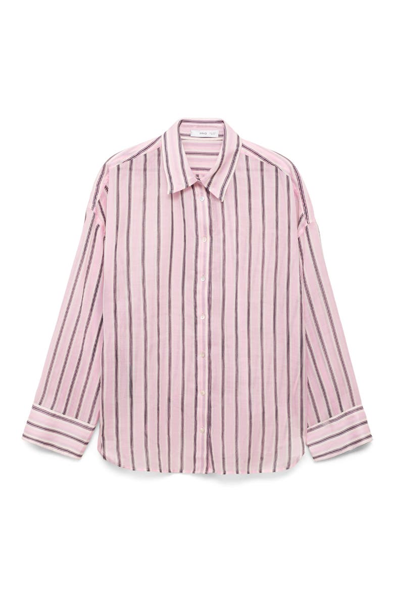 Stripe Button-Up Shirt, Alternate, color, LIGHT PINK
