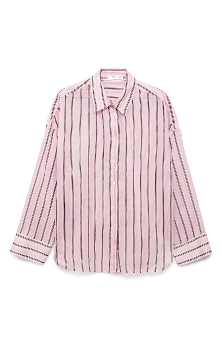 MANGO Stripe Button-Up Shirt, Alternate, color, Light Pink