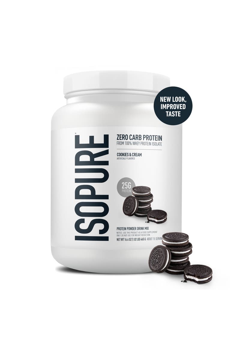 Zero Carb Pure Whey Isolate Protein Powder Cookies and Cream, Main, color, None