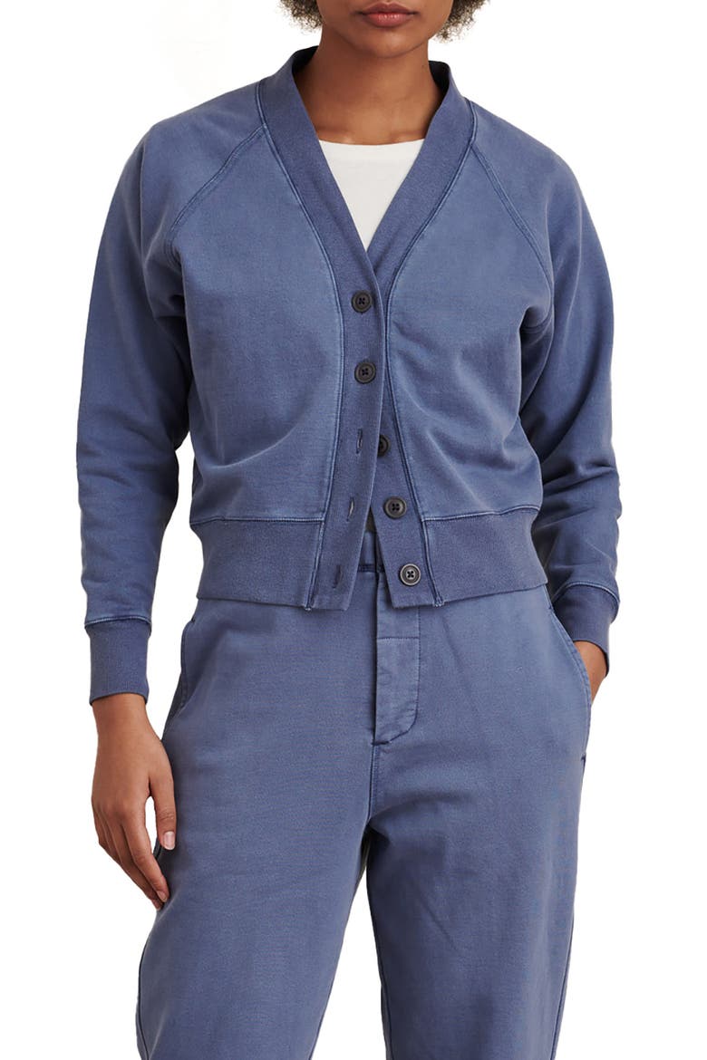 Davie Fleece Cardigan, Main, color, DUSTY BLUE