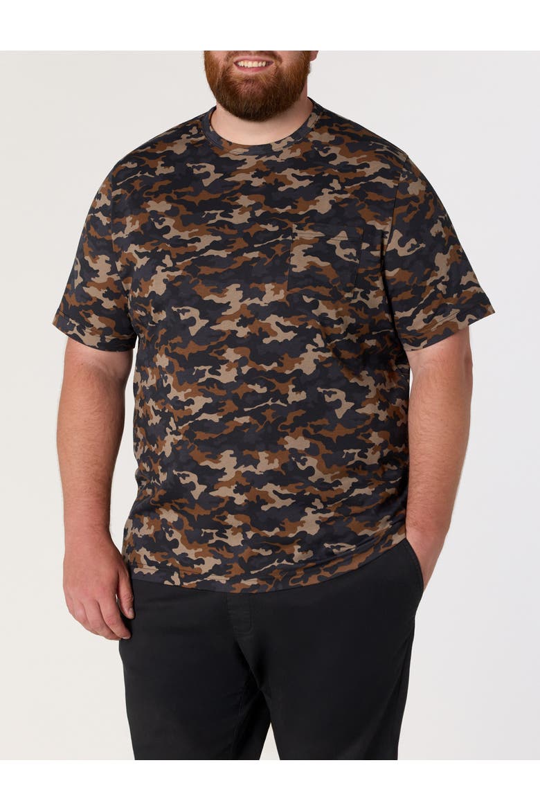 Big & Tall Camo Print Pocket T-Shirt, Alternate, color, BROWN MULTI