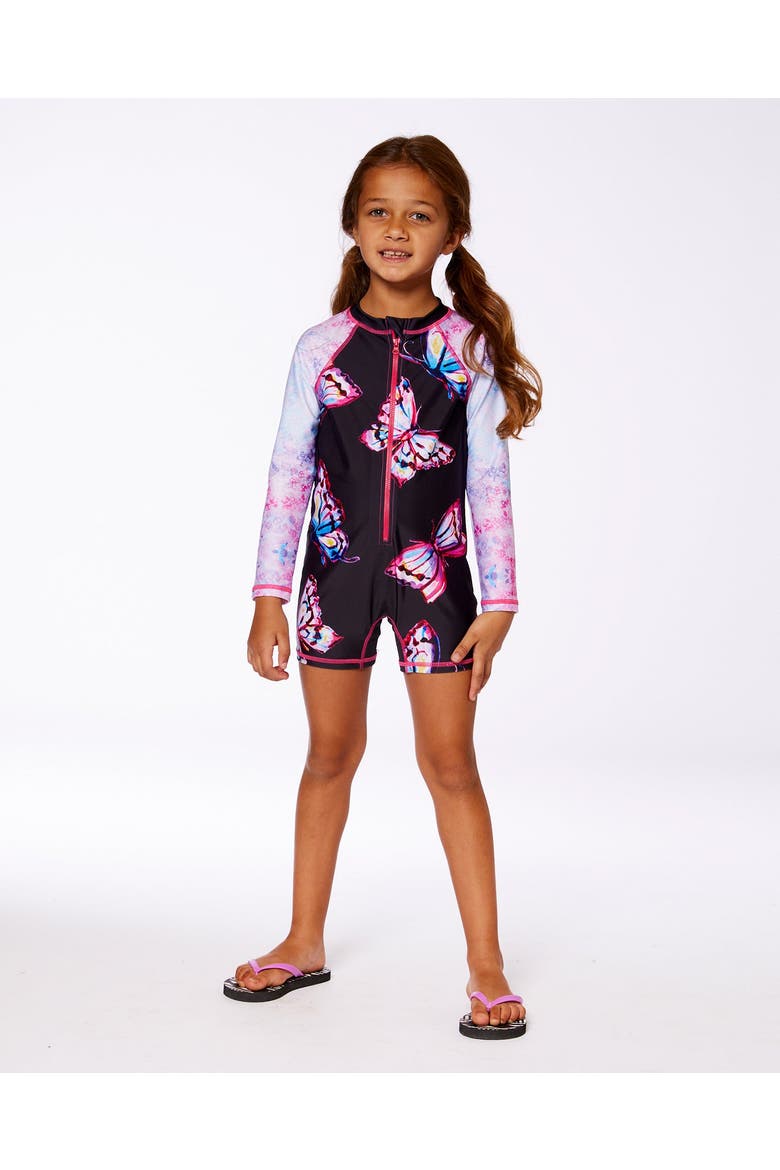 Deux par Deux Little Girl's Printed Long Sleeve One-Piece Rashguard ...