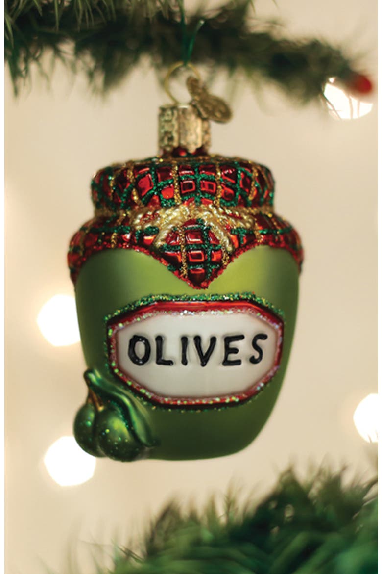 Jar of Olives Christmas Ornament, Alternate, color, GREEN