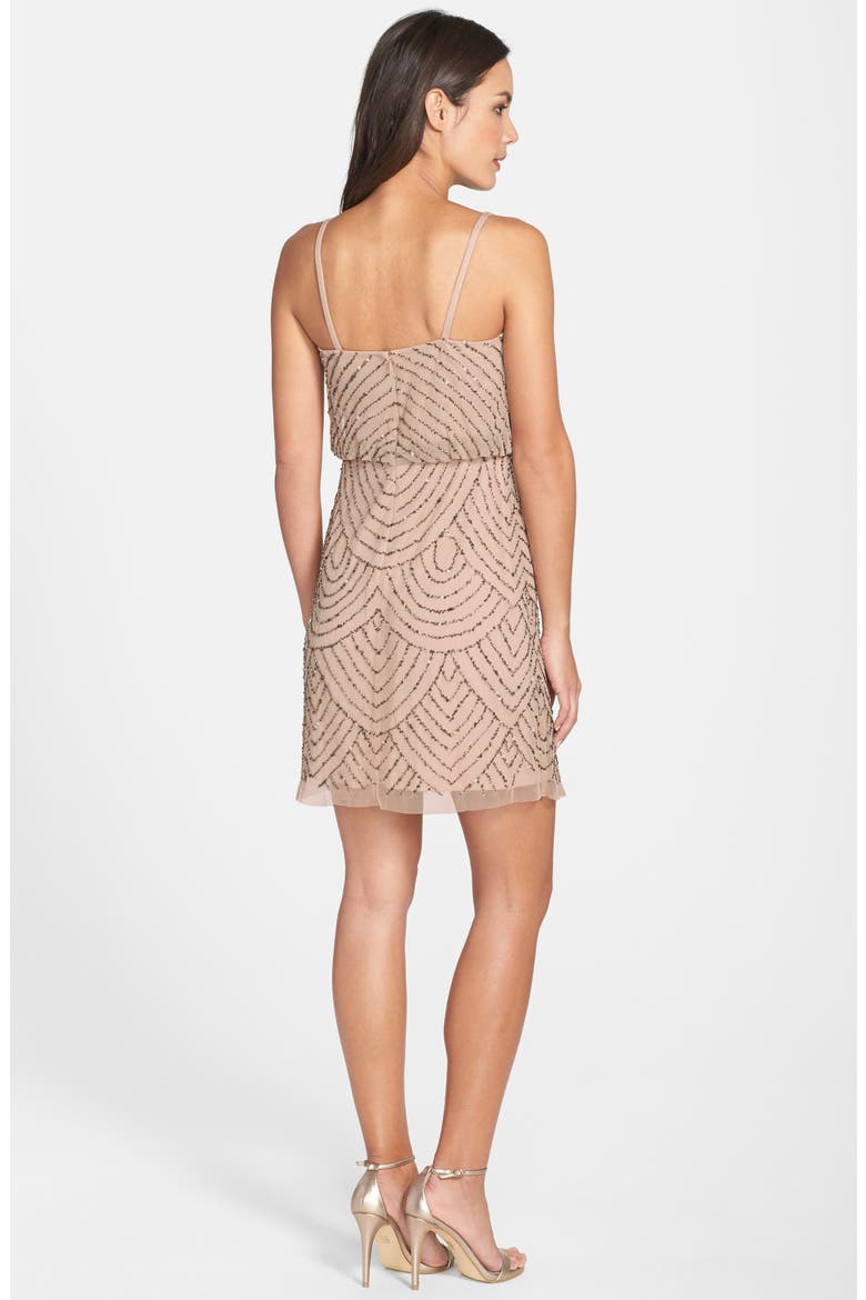 Sequin Mesh Blouson Dress, Main, color, TAUPE/ PINK