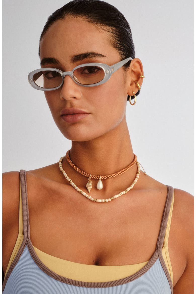 Outta Love 51mm Oval Sunglasses, Alternate, color, SILVER PEARL / LIGHT BROWN