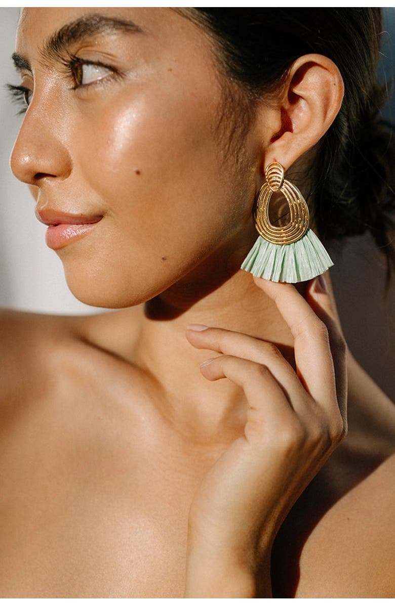 Noonday Collection Lux Raffia Earrings, Alternate, color, Gold