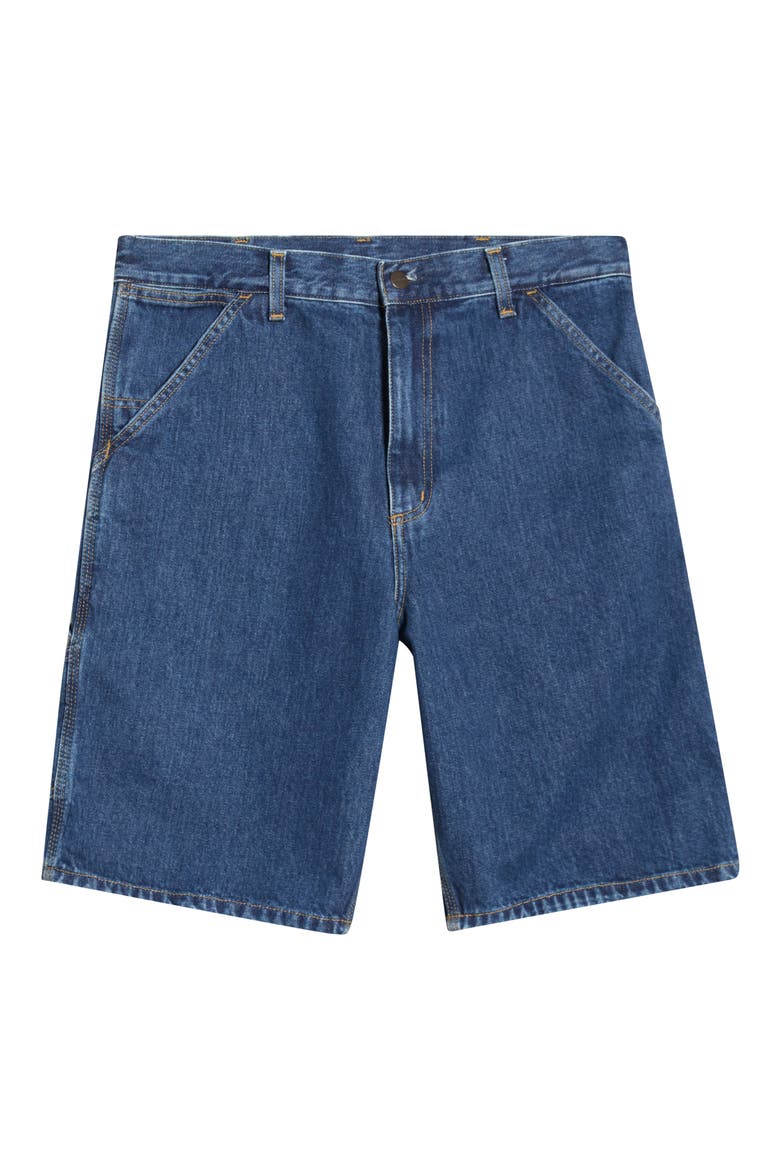 Single Knee Loose Fit Denim Shorts, Alternate, color, BLUE (STONE WASHED)
