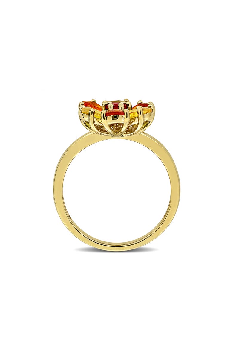 Yellow and Orange Sapphire Flower Ring, Alternate, color, MULTICOLOR