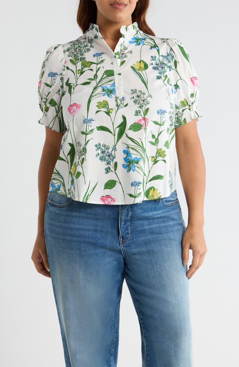 SUGARLIPS Clove Garden Floral Print Shirt, Main, color, White-Pink-Green